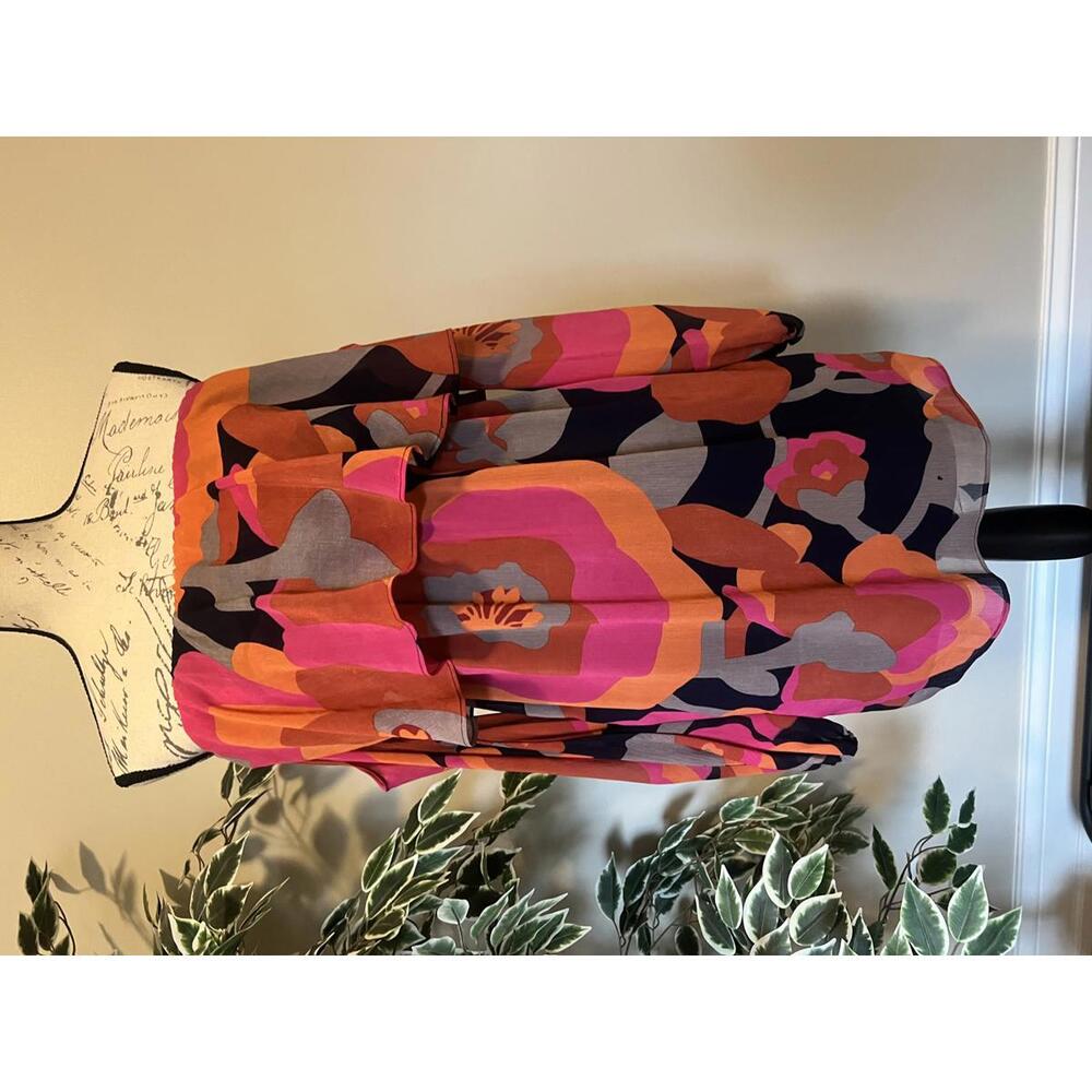 Judith March Off-Shoulder Floral Abstract Designer Print Dress Y2K Size Medium